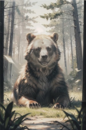 
(8K, original, highest quality, famous photo: 1.2), (current, real photo: 1.3), (clear focus on chest), ((3D lighting, aura)), perfect lighting, details, outdoor, no people, animals , traditional media, grass, nature, forest, realistic, animal-centric, bear, post-impressionism, perfect light