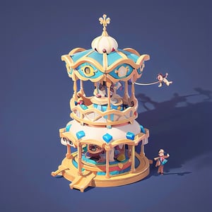 masterpiece, best quality, 8k, official art, carousel, merry-go-round, 3d, in theme of circus, disney_park, alice, behance, art station, pintrest, wonderland elements, magic, game ui ux design, Concept art, luxtech,isometric