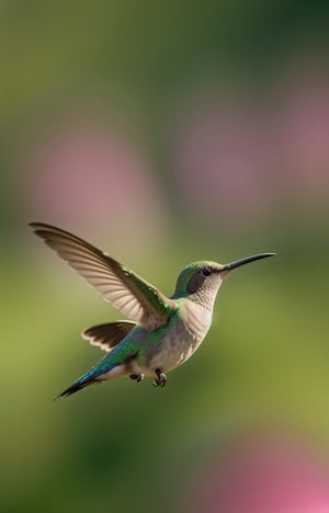 A (flying :1.2) humming bird in the air