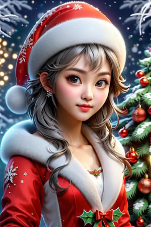 (Masterpiece, Best Quality: 1.5), Intricate paper sculpture, Christmas line art, 16K photo quality, a beautiful Christmas Taiwanese girl, whole body, 16K quality, (detailed beautifully face and fingers), (five fingers) each hand, mysterious, clean background,ral-chrcrts