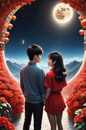 Beautiful, amazing, unique scenery of the Lunar New Year, the most stunning scene of Chinese New Year with a adorable Taiwanese teen couple, moonster,Apoloniasxmasbox,moonster