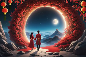 Beautiful, amazing, unique scenery of the Lunar New Year, the most stunning scene of Chinese New Year with one pair of adorable Taiwanese teen couple, moonster,Apoloniasxmasbox,moonster