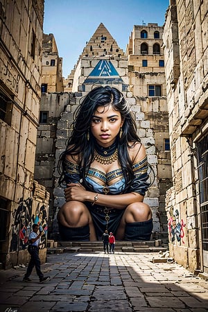 "As street art graces the Egyptian pyramids, it weaves tales of peace, war, money, and the diverse human experience. The walls of the pyramids become a canvas portraying the lives and stories of countless people, beautifully blending the city's history and diversity into a captivating masterpiece."
Three-dimensional expression.