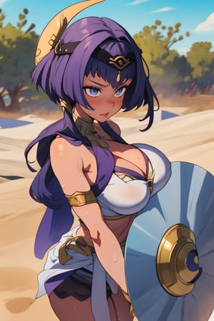 candacedef,Sexy Big Breast,EpicArt,sweat,desert,embarassed,shield,lance,