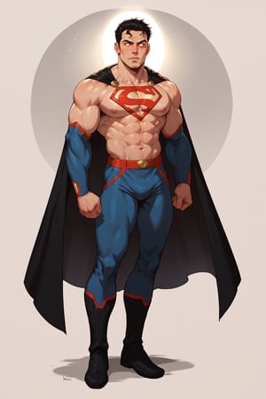 score_9,score_8_up,score_7_up,score_6_up, Hulking muscular Superman (:1.6) male focus (:1.9) glowing white eyes (:1.9) stylish black hair (:1.9) view from front, looking-away-from-camera (:1.9) full body portrait (:1.9) 300dpi, upscaled 8K, masterpiece, finest quality art, perfect anatomy, perfect hands (:1.9) focus on futuristic style mechsuit (:1.9) no cape, focus on full body portrait, perfect hands, floating in air backdrop (:1.9) detailed muscular body,  focus on alternate themed costumes (:1.9) 