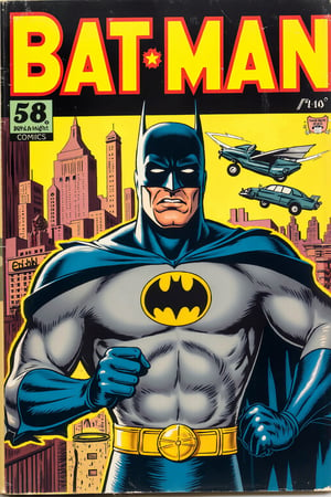 (comic cover :1.8) 1930s themed (comic book :1.9) in the style of Action Comics #1 big title: "Bat Man" (:1.9) bold 1930s comic style font (:1.7) subtite: " Gotham Knight " (:1.5) Batman (:1.9) detailed batman cowl (:1.6) male focus (:1.1) form fitting 30s batman theme, large yellow leather belt (:1.8) chaos city background (:1.9) lifting batmobile above head (:1.8) fantasy comic (:1.8) comic art, 300dpi, upscaled 8K, masterpiece, finest quality art, perfect anatomy (:1.9) classic comic book cover focus (:1.9) perfect anatomy 