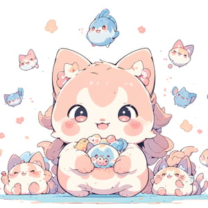 absurdres, highres, white background,(cute masterpiece,(kawaii illustration:1.5),(absurdres:1.5),
(illustration:1.2), (fuwafuwa illustration:1.3),
4cats