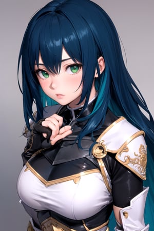 //Character, 1girl, solo,MariaTraitor_SO3, green eyes, long hair, blue hair, 
//Fashion, armor, fingerless gloves, pantyhose, gun,
//Background, simple background, 
//Quality, (masterpiece), best quality, ultra-high resolution, ultra-high definition, highres, intricate, intricate details, absurdres, highly detailed, finely detailed, ultra-detailed, ultra-high texture quality, natural lighting, natural shadow, dramatic shading, dramatic lighting, vivid colour, perfect hands, perfect fingers, perfect anatomy, 
//Others, 