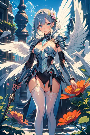 masterpiece,{{{best quality}}},(illustration)),{{{extremely detailed CG unity 8k wallpaper}}},game_cg,(({{1girl}})),{solo}, (beautiful detailed eyes),((shine eyes)),goddess,fluffy hair,messy_hair,ribbons,hair_bow,{flowing hair}, (glossy hair), (Silky hair),((white stockings)),(((gorgeous crystal armor))),cold smile,stare,cape,(((crystal wings))),((grand feathers)),((altocumulus)),(clear_sky),(snow mountain),((flowery flowers)),{(flowery bubbles)},{{cloud map plane}},({(crystal)}),crystal poppies,({lacy}) ({{misty}}),(posing sketch),(Brilliant light),cinematic lighting,((thick_coating)),(glass tint),(watercolor),(Ambient light),long_focus,(Colorful blisters),ukiyoe style