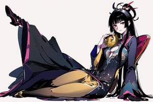 8k, anime, portrait, best quality, ultra high res, ultra detailed, vivid color tone, art nouveau, extremely detailed lighting, cinematic lighting, soft lights, (masterpiece, high quality:1.4), ((full body)),  , 1boy and 1girl, witchery, oriental style, (long hands, long legs), extremely detailed accessories, many rich oriental accessories,white background,simple background,
