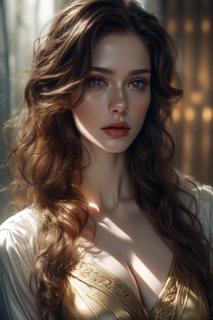 1 photograph, detailed lips, portrait, 1 female, (black hair), black green eyes, golden noble outfit, ((noble room background)), masterpiece, (dynamic pose)),Detailed face, detailed eyes, soft colors, (high-resolution:1.2), fierce face, bronze skin, dark skin, elf ears,1 girl, reading book, beautiful face, Detailedface, Girl , soft light, more light, beauty, beautiful, calm face