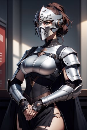 Mujer de edad madura con armadura elegante medieval