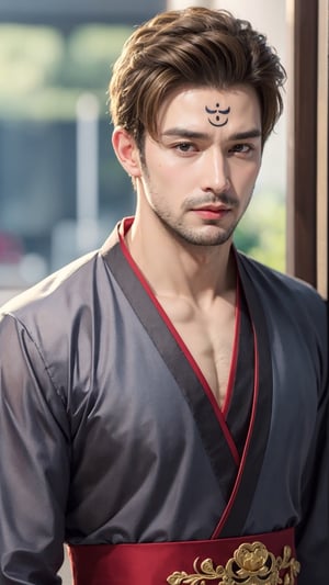 tienhiep, hanfu,
(male neck, male chest, female body, male head:1.3, male face:1.3, breasts:1.3, masculine face)
1boy, solo, long hair, black hair, hair ornament, long sleeves, upper body, flower, see-through, blurry background, facial mark, chinese clothes, forehead mark, realistic, hanfu, tienhiep,mature,man,cute blond boy,Germany Male, 