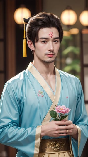 tienhiep, hanfu,
(Hands:1.1), better_hands, realhands
1boy, solo, long hair, black hair, hair ornament, long sleeves, upper body, flower, see-through, blurry background, facial mark, chinese clothes, forehead mark, realistic, hanfu, tienhiep,mature,man,cute blond boy,Germany Male, (male neck:1.3, adam apple:1.3, male chest, male body)