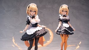 anime style portrait of a beautiful halloween glasses girl wearing (shiny-orange rubber skin tight bodysuit costume), (full body sign), (standing:1.5), (big breasts), (fusion of orange rubber bodysuit and gothic sweet maid costume:1.3), wearing a glasses:1.3, (rubber corset:1.3), (full lacy frill skirt:1.3), ((;D:1.3)), perfect face,perfect eyes,HD details,high details,sharp focus,studio photo,HD makeup,shimmery makeup,celebrity makeup,(( centered image)) (HD render)Studio portrait,magic, magical, fantasy, halloween, moon, jack-o' challenge, blonde hair, short bob hair, pixie hair, bangs, arms behid back, Mechanical part, hallowenn town, trick or treet,  magic aura background, cute, maid cosplay, 