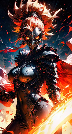 concept
(warrior with futuristic armor: 1.5), (in post-apocalyptic world: 1.5),
BREAK
warrior specifications
(1woman), (ponytail hair:1.5), (Silver eyes:1.2), (crimsom red hair:1.5), (big breasts:1.3), (earrings), (red lips:1.4), (pretty and perfectly detailed hands:1.5)
BREAK
warrior actions specifications
(fierce gaze:1.5), (dynamic pose:1.4), (attack pose:1.5),
(attacking:1.5), (correct sword posture:1.6), (sword firmly held:1.4),
BREAK
armor specifications
(armor armor:1.3), (cloaked armor:1.4), (futuristic armor:1.5), (titanium armor:1.5), (armor details:1.3)
BREAK
1sword specifications
(sword:1.5), (fire sword:1.5), (flaming sword:1.5), (mysterious fire aura on the sword:1.5), (sword handle 15cm:1.2), (sword length 60cm:1.5), (straight sword:1.5)
BREAK
2sword specifications
(sword:1.5), (lightning sword:1.5), (electric sword:1.5), (mysterious electrical aura on the sword:1.5), (sword handle 15cm:1.2), (sword length 60cm:1.5), (straight sword:1.5)
BREAK
(sword1 held in left hand:1.5),
BREAK
(sword2 held in right hand:1.5)
BREAK
environment specifications
(valleys of fire:1.5), (sulfur:1.2), (corrosive acid:1.2), (lava:1.4), (totally destroyed world:1.4), (burning floor:1.2),
BREAK
(Realistic, Photorealistic: 1.5), (Masterpiece, Best Quality: 1.4), (Ultra High Resolution: 1.5), (RAW Photo: 1.2), (Face Focus: 1.2), (Ultra Detailed CG Unified 8k Wallpaper: 1.5), (Hyper Sharp Focus: 1.5), (Ultra Sharp Focus: 1.5), (Beautiful pretty face: 1.5) (professional photo lighting:1.3), , (super detailed background, detail background: 1.5), (elegant:1.3), (kinematic:1.4),fantasy
