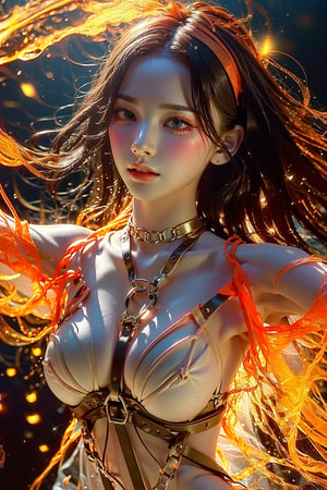 masterpiece, photorealistic, 8K raw photo, ((Top Quality)), ((8K Wallpaper)), ((Ultra High Resolution)), Good Composition, (Ultra Detail), Beautiful Art, Artistic, Realistic, 
,
 , Beautiful korean girls, height 5.7ft, 27years old, (perfect eyes), (detailed eyes), (clean eyes), bright big eyes, skin, clean skin, fine skin, bright skin, real finger, (((small size hands))), (((perfect anatomy))), (((detailed anatoxmy))), wide chest, slender body, 
, ((cowboy_portrait)),
,
, ((middle hair, girly_hair, brown eyes, orange lips, )), calm smile, summer midday, ((mountain, fog)), 
, 
, ((huge breasts:1.0)), small areolae, pink areolae, perfect shape areolae, smooth areolae, beauty areolae, no nipple_patch, pretty nipple, perfect shape nipple, (one nipple in a areolae), not sagging breasts,
,
, (Golden necklace, Sapphire Gold Bracelet), sapphire earrings, hairband, hair-pin,
,
,
,
,, (((nude, strip, naked, bare))), 
,  
, ((( naked boobs, bare boobs))), ((no underwear)),
, ((tit_window)),
,
, club concept dress, black clothes, bare shoulder, tight dress, transparent dress, cutout dress, shiny clothes,
, 
,  harness bra, 
, 
, 
 ,
,aespakarina,edgHarness,wearing edgHarness, leather harness,glowwave