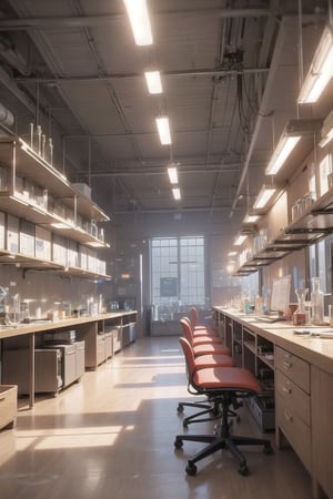 Indoor, Laboratory, The main site for conducting various scientific experiments and research activities, Lab benches, test tubes, computers, microscopes, high qualitry, 4k