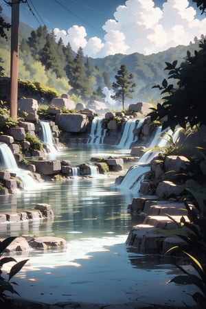 (((Hot Springs))), landscape, summer, stunningly beautiful, crisp, detailed, sleek, high contrast, cinematic, ultra detailed, intricate, professional