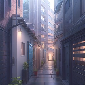 outdoor, ((Narrow alley between buildings)), narrow alley, modern buildings,  (masterpiece),(high quality), best quality, real,(realistic), super detailed, (full detail),(4k),8k,
