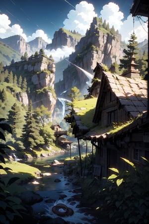 (((Nest))), landscape, river, forest, mountains, summer, stunningly beautiful, crisp, detailed, sleek, high contrast, cinematic, ultra detailed, intricate, professional