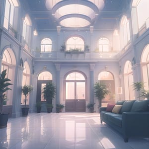 indoor, building lobby, sofa, light, plants, (masterpiece),(high quality), best quality, real,(realistic), super detailed, (full detail),(4k),8k,