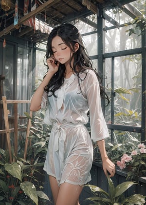 A fairy with closed eyes, long hair to the floor, barefoot, white skin, leaf-textured forest dress, holding a round transparent ball, forest background, low indirect lighting, cinematic, full_body,nindi,

4k, UHD, HDR,(Masterpiece:1.5), (best quality:1.5), High Detail, Sharp focus, body bondage, Solo girl caught in heavy rain,wet girl wet hair, sit down alone in a heavy rainstorm, realistic photo,
