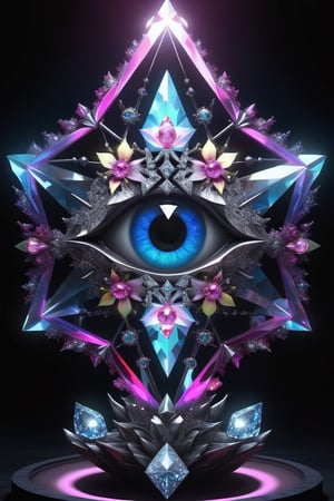 baby, jewelry, meditative,  cristal, symmetry, polygonal elements, fractal lights,  floral ornament, silver,  quartz, diamonds, gems, eye, saturated color, oil painting, sculpture, avant-garde art, dark environment, horror, the shadow, hyperrealistic, movie poster, ink details, 3d render, neon lights, 
astral travel