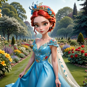  elegant bride, red, yellow, blue wedding dress, detailed facial features, intricate hairstyle, ornate hair accessories, delicate jewelry, flowing dress with floral patterns, silk material, stylish shoes, scooped neckline, visible arm details, dainty ear and head accessories, optional hat, surrounded by a vibrant flower garden, accompanied by birds, (best quality,4k,8k,highres,masterpiece:1.2),ultra-detailed,portrait,romantic background, HDR, UHD, studio lighting, ultra-fine painting, sharp focus, physically-based rendering, extreme detail description, professional, vivid colors, bokeh