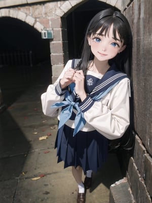 1 GIRL, ALONE, LONG HAIR, LONG HAIR, BLUE EYES, BLACK HAIR, BOW, BOW, SMILE, TAILS, LOOKING AT THE SPECTATOR T-SHIRT, LONG SLEEVE, BOW, SCHOOL UNIFORM, WHITE SHIRT, SERAFUKU, SAILOR COLLAR, HANDKERCHIEF, BLUE BOW , BLACK SAILOR NECKLACE, BLUE SCARF,
ood hands, perfect hands, pretty face, perfect face, childish face , full body, perfect body, pretty stockings, walk, night, dungeon, dark dungeon, muddy dungeon, perfect dungeon, nice dress, perfect dress, cave, dark cave, crying, darkness, crying, wall, stone wall, cave, hell, hell, hell, monster, perfect monster, monster, storm, fire,barbara (genshin impact),,komichi akebi