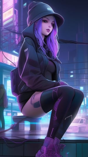 spread legs, best quality, masterpiece, (detailed:1.2), 1girl, mona, squatting, cutesie, witch hat, science fiction, cyberpunk, purple hair, chromatic aberration, outdoors, city, crowd, faceless crowd","wallpaper, 1boy, solo, male focus, tattoo, monochrome, cyberpunk, (chromatic aberration), detailed background, mechanical parts, cable, indoors