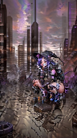 wanderer, best quality, masterpiece, (detailed:1.2), 1girl, mona, squatting, cutesie, witch hat, science fiction, cyberpunk, purple hair, chromatic aberration, outdoors, city, crowd, faceless crowd","wallpaper, 1boy, solo, male focus, tattoo, monochrome, cyberpunk, (chromatic aberration), detailed background, mechanical parts, cable, indoors,pixel art,yunjindef,IncrsLcmSolo,DonMRun3Bl4d3