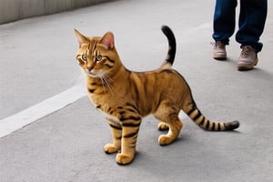 Wow, that's one majestic cat! It's almost like a tiger and a domestic cat had a super cool fusion. wearing tiger slippers And about that '110', maybe it's part of a top-secret feline mission?