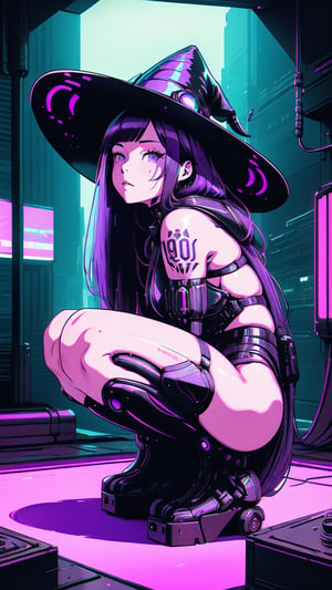 best quality, masterpiece, (detailed:1.2), 1girl, mona, squatting, cutesie, witch hat, science fiction, cyberpunk, purple hair, chromatic aberration, outdoors, city, crowd, faceless crowd","wallpaper, 1boy, solo, male focus, tattoo, monochrome, cyberpunk, (chromatic aberration), detailed background, mechanical parts, cable, indoors