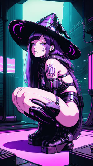 best quality, masterpiece, (detailed:1.2), 1girl, mona, squatting, cutesie, witch hat, science fiction, cyberpunk, purple hair, chromatic aberration, outdoors, city, crowd, faceless crowd","wallpaper, 1boy, solo, male focus, tattoo, monochrome, cyberpunk, (chromatic aberration), detailed background, mechanical parts, cable, indoors