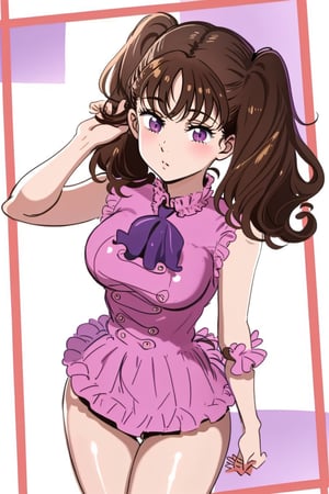 Diane, twintails, brown hair, purple eyes. Beautiful and Sexy. wearing her Giant outfit 