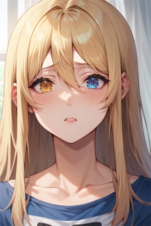 score_9, score_8_up, score_7_up, score_6_up, BREAK source_anime, female, seldner , shy girl, long blonde hair, pretty, nerdy, heterochromia, blue and amber eyes, baggy clothing, make-up, hourglass_figure, masterpiece, best quality, more flesh, 