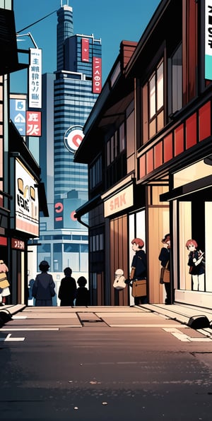 City streets, sloping streets (people coming and going: 1.9), big cities
Hillside, street view, red above the street
Sapphire logo, cel - sunshine, 1912
Anime, ancient Japanese city, complex background, moon, bird, vivid tones, y 2 k
Aesthetic