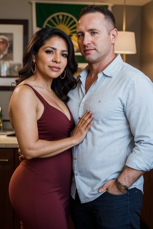 (a 40 year old Latina woman named Rosa) with (a 40 year old Irish American man named Zach) 