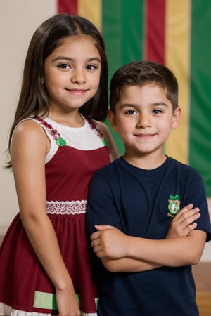 (a 6 year old Latina girl named Rosa) with (a 7 year old Irish American boy named Zach who is Irish) 