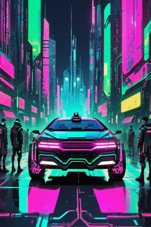 a city in the future,night,some future car,cyberpunk style,some people on the street,pturbo