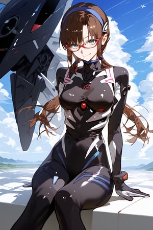 SCORE_9, SCORE_8_UP, SCORE_7_UP, SCORE_6_UP,

MASTERPIECE, BEST QUALITY, HIGH QUALITY, 
HIGHRES, ABSURDRES, PERFECT COMPOSITION,
INTRICATE DETAILS, ULTRA-DETAILED,
PERFECT FACE, PERFECT EYES,
NEWEST, AESTHETIC,

bodysuit, 1girl, glasses, plugsuit, long_hair, makinami_mari_illustrious, solo, sitting, hairband, looking_at_viewer, breasts, smile, bangs, twintails, white_bodysuit, low_twintails, gloves, aqua_eyes, pilot_suit, interface_headset, brown_hair, wariza, blue_eyes, red-framed_eyewear, blue_hairband, number, medium_breasts, large_breasts, shiny_hair, seiza, arm_support, full_body, shiny, skin_tight, mari makinami, black_bodysuit, alternate_costume,