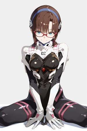 SCORE_9, SCORE_8_UP, SCORE_7_UP, SCORE_6_UP,

MASTERPIECE, BEST QUALITY, HIGH QUALITY, 
HIGHRES, ABSURDRES, PERFECT COMPOSITION,
INTRICATE DETAILS, ULTRA-DETAILED,
PERFECT FACE, PERFECT EYES,
NEWEST, AESTHETIC,

bodysuit, 1girl, glasses, plugsuit, long_hair, makinami_mari_illustrious, solo, sitting, hairband, looking_at_viewer, breasts, smile, bangs, twintails, white_bodysuit, low_twintails, gloves, aqua_eyes, pilot_suit, interface_headset, brown_hair, wariza, blue_eyes, red-framed_eyewear, blue_hairband, number, medium_breasts, large_breasts, shiny_hair, seiza, arm_support, full_body, shiny, skin_tight, mari makinami, black_bodysuit, alternate_costume, (simple_background),