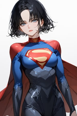 SCORE_9, SCORE_8_UP, SCORE_7_UP, SCORE_6_UP,

MASTERPIECE, BEST QUALITY, HIGH QUALITY, 
HIGHRES, ABSURDRES, PERFECT COMPOSITION,
INTRICATE DETAILS, ULTRA-DETAILED,
PERFECT FACE, PERFECT EYES,
NEWEST, AESTHETIC,

1girl, standing, skin_tight, SuperGirl, (black hair:1.4), simple_background, white_background, medium_breasts, 
(black clothing:1.4), bodysuit, forehead, short_hair