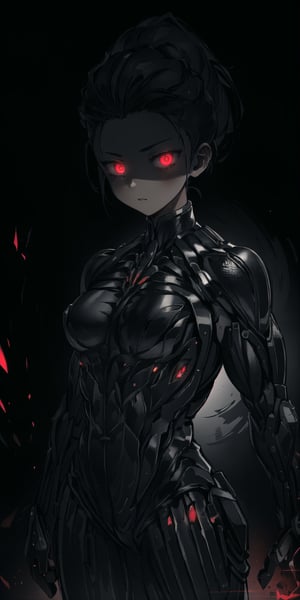 BEST QUALITY, HIGHRES, ABSURDRES, HIGH_RESOLUTION, MASTERPIECE, SUPER DETAIL, HYPER DETAIL, INTRICATE_DETAILS, LIGNE_CLAIRE, PERFECTEYES, DARK EYELASHES, EYELINER, SOFT GLOWING EYES,

mature_female, tight_clothes, (slicked_back_hair:1.4),
simple_background, glow_in_the_dark, glowing, (glowing eyes:1.4), super dark theme, dark_background, no lighting, shaded face, (red_eye:1.4), laser, led,