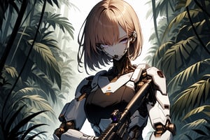 BEST QUALITY, HIGHRES, ABSURDRES, MASTERPIECE, SUPER DETAIL, INTRICATE_DETAILS, PERFECTEYES, AESTHETIC, SCORE_9, SCORE_8_UP, SCORE_7_UP,

aiming down sights, m4, rifle, jungle background, cyborg, front view