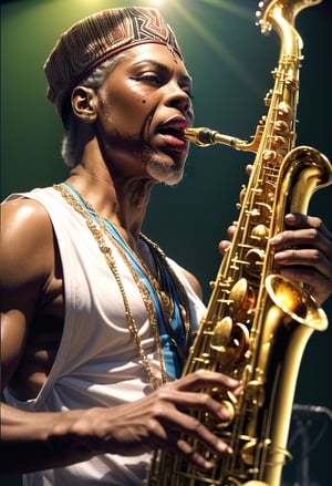 the legendary fela playing a sax