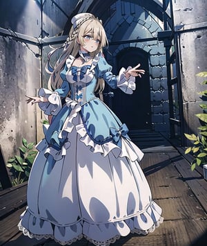 1GIRL, ARIEL ANEMOI ASURA, LONG HAIR, BLUE EYES, BLONDE HAIR, BRAID, FRENCH BRAID,
LO DRESS, LAYERED DRESS, LONG DRESS, LACE-TRIMMED DRESS, FRILLS, PUFFY SLEEVES, WIDE SLEEVES, BOW, JEWELRY, LONG SLEEVES, HAT), TIARA,
ood hands, perfect hands, pretty face, perfect face, childish face , full body, perfect body, pretty stockings, walk, night, dungeon, dark dungeon, muddy dungeon, perfect dungeon, nice dress, perfect dress, cave, dark cave, crying, darkness, crying, wall, stone wall,  castle, palace, perfect palace,  pretty dress, perfect dress, castle, palace, perfect palace, palace
