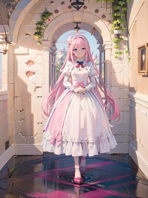 1 GIRL, LOUISE FRANCOISE LE BLANC DE LA VALLIERE, RED HAIR, BLUE_EYES, LONG_HAIR, (PINK DRESS: 1.4), LONG SLEEVES, Ruffles, RED HEADBAND, CROSS HEADBAND, RED BOW, (JEWEL: 1.4), TIARA,
ood hands, perfect hands, pretty face, perfect face, childish face , full body, perfect body, pretty stockings, walk, night, dungeon, dark dungeon, muddy dungeon, perfect dungeon, nice dress, perfect dress, cave, dark cave, crying, darkness, crying, wall, stone wall, cave,mika \(blue archive\)