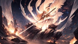 RAW photo, extremely delicate and beautiful, masterpiece, Best Quality, ultra high resolution, 16k, hyperrealistic, ultra-detailed, Very detailed CG 8k wallpaper, (best quality),(extremely intricate), (realistic), (sharp focus), (cinematic lighting), (extremely detailed), 

The girl angel warrior stands tall, her dual swords raised in the air. Her swords are long and slender, with blades that glow with a holy light. 

he archangel, standing aloft with thousands of angels, stands with his sword aloft.

She is wearing gleaming white armor, and 8 Angel Wings  are spread wide. She has a determined expression on her face, and her eyes are ablaze with determination. 

The girl angel warrior is not afraid. She has faced many challenges in her life, but she has always emerged victorious. She knows that she is fighting for what is right, and that gives her the strength to persevere. The girl angel warrior swings her Spear, and the air crackles with energy. She is a force to be reckoned with, and her enemies should beware. Here is a more specific example of dual Spear that the girl angel warrior could use: A pair of long, slender Spears with silver blades and golden hilts. The blades are engraved with ancient runes that glow with a holy light. The hilts are shaped like a pair of angel wings, and they are encrusted with precious gems. These Spears are not only beautiful, but they are also incredibly powerful. They are said to have been forged by a master Spearsmith in the fires of heaven, and that they are imbued with the power of the angels. The girl angel warrior is the only one who can wield these Spears to their full potential. She is a chosen one, and she has been entrusted with the task of protecting the innocent and fighting evil. With her dual Spears in hand, the girl angel warrior is a unstoppable force. She is a champion of justice and a protector of the innocent. She is a beacon of hope in a world that is often dark and dangerous.,

Dragon armor, dragon slayer, the heavenly palace, the high-heaven palace, the angels preparing for battle, grant hall, shimmer lighting, black and white, cross bokeh,  soft focus background, vast view, 3d, midjourney ,no_humans, Dreamscape,

Beautiful Lighting, Perfect Lightning, Realistic Shadows, perfect anatomy, super Detailed skin, perfect figure,early 20s, pretty, sexy, highly detailed cute face, very large breast, voluminous breast, hourglass body shape, narrow waist, 

very small head, handsome detailed woman, very detailed eyes and face, realistic face proportions, Stunning detailed eyes, Realistic beautiful face, very small face, Realistic beautiful eyes, makeup, earring, bare legs, beautiful and very shiny thin legs, beautiful and very thin thighs,

Cute girl, long curly blonde hair, a pure white dress, blue eyes, fabulous white see-through korea-style clothes with complex patterns, see-through lace, (see-through mesh stockings), long heel, jewelry and jewelry, floating silk ribbons, masterpiece, high detail, complex and detailed background, in the background the space, a small a trickle, early morning, dew on the leaves, a light fog has almost dissipated, a mystical atmosphere, volumetric lighting, thin with a graceful figure,

 low contrast, rooftop, ancient korea, dynamic move, at night, landscape photo, ,dragon ear, gullveig, fullbody,huoshen,mecha
,fireman,mecha,mecha musume, angel, wings,iron, metal, eight-wing archangel, 8 Angel Wings,

gang bang, breasts exposure,  female genital, no hair in the genitalia, caress one's genital organs, Orgasm, squeeze one's chest, sunshine, naked, missionary position, (suffering:1.3), (eyes_open), tear, (Squirming:1.2), sweat, (facing viewer),

l4tex4rmor,wings,blessedtech,bikini,torn clothes, broken armor,Samurai,WonderWaifu,EpicArt,yofukashi background,salttech,FFIXBG,MECHA,pearl thong,EpicSky